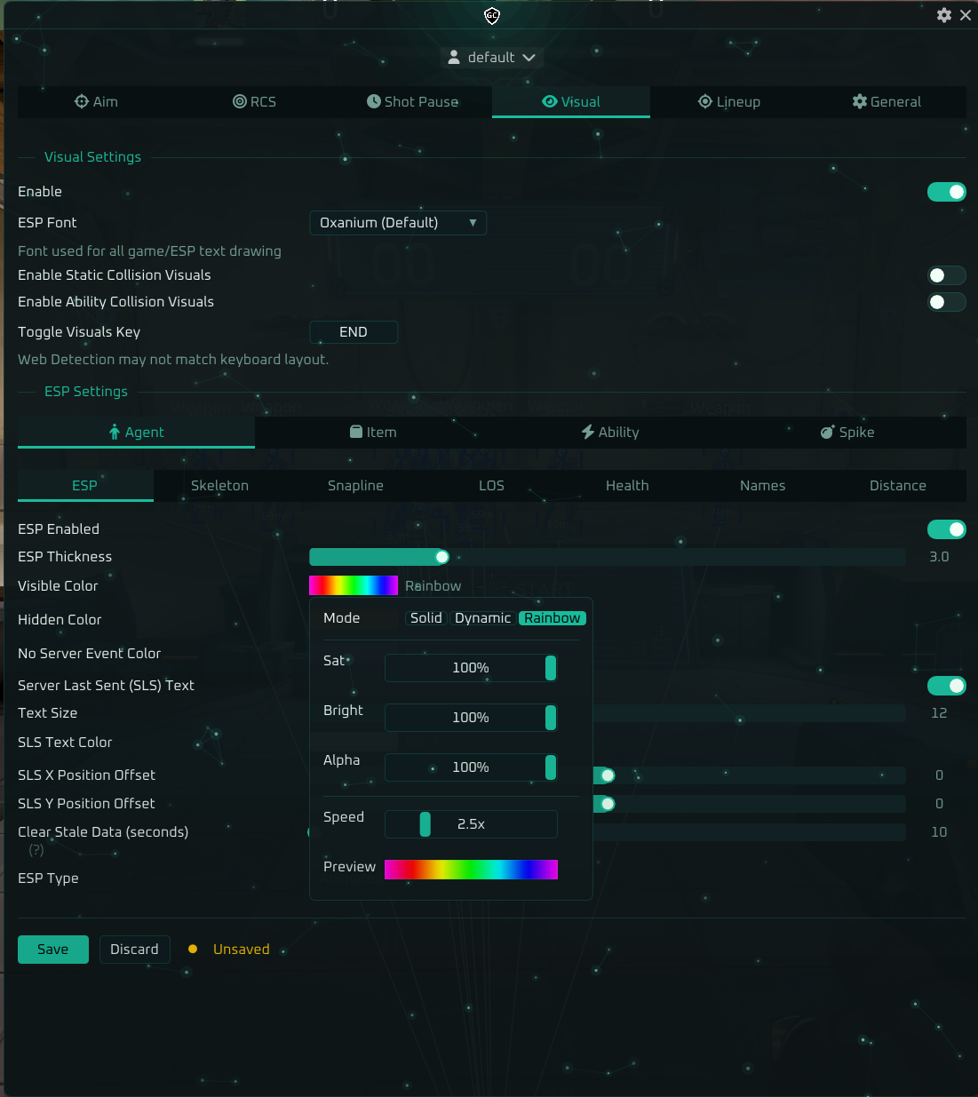 Valorant Suite menu — tab 8